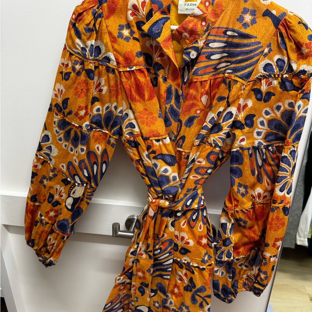 Farm Rio Orange Floral Dress